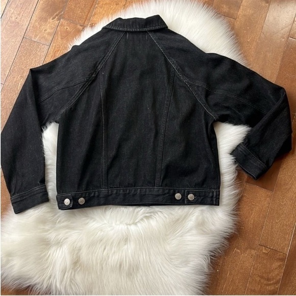 Madewell Cropped Black Denim Jacket Lunar Wash XXS 90s Fit - Picture 8 of 11